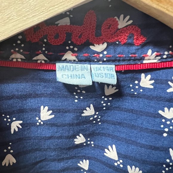 Boden Blouse Womens US14R Blue Long Sleeve patterned Button Down / LIke new - Picture 5 of 5